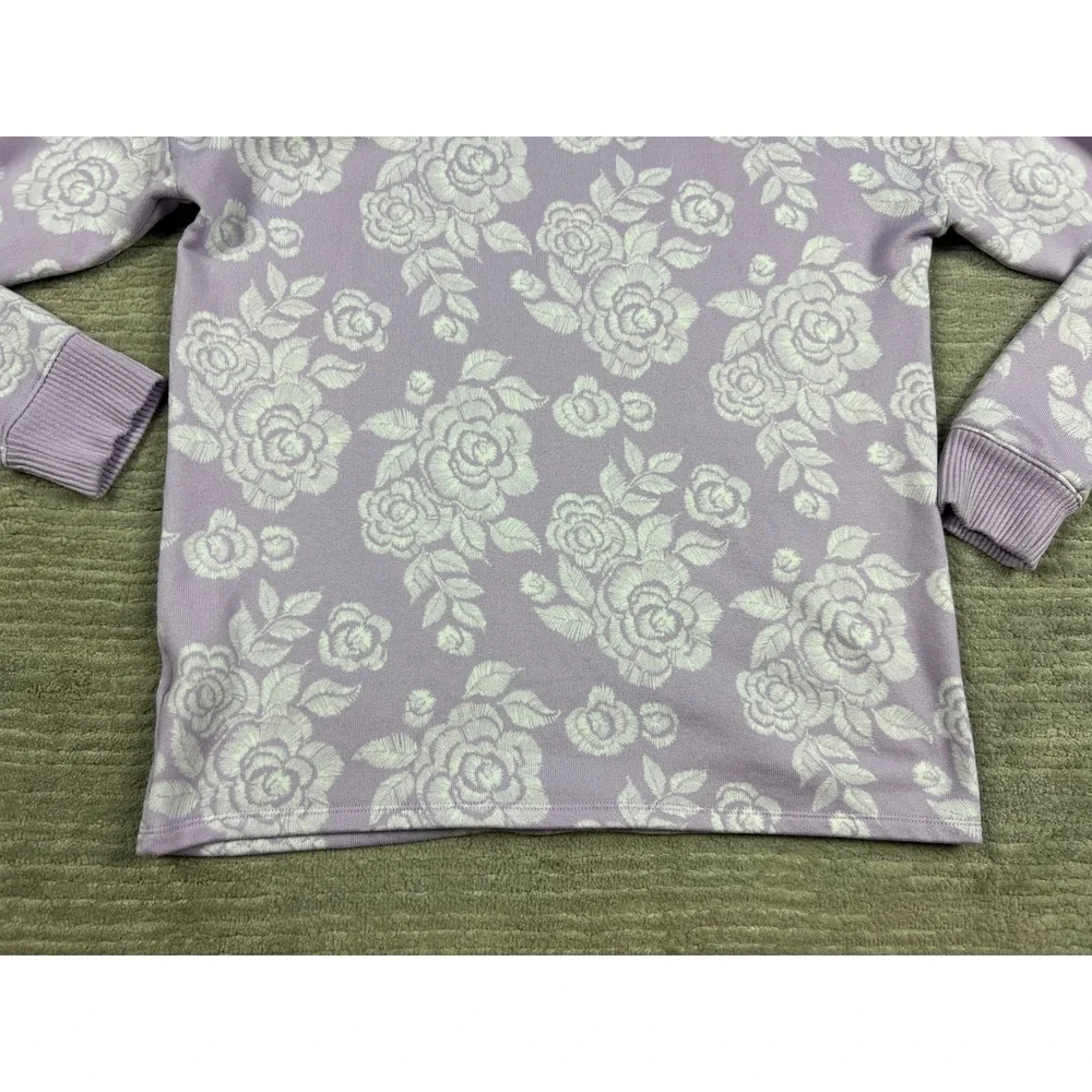 LC Lauren Conrad Sweatshirt Women Small Purple Floral Rose Sleepwear Top Relaxed